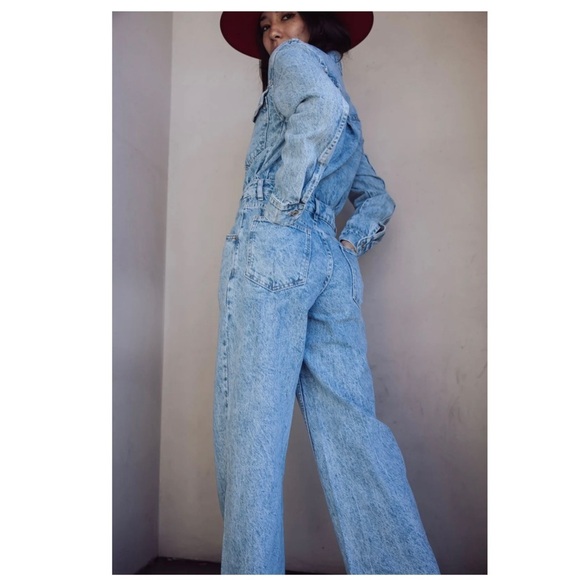 Free People | Touch The Sky One Piece Utility Inspired Denim Jumpsuit | XS - Picture 7 of 16